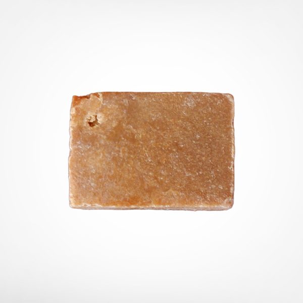 Rectangular bar of golden-brown soap