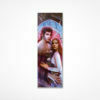 Bookmark with detail from Blood Sanctuary Part Two artwork showing Lio and Cassia standing in front of a broken stained glass window.