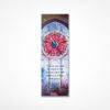 Bookmark with detail from Blood Sanctuary Part Two artwork showing a broken stained glass window of Hespera's Rose. Please see product description for quote from book.