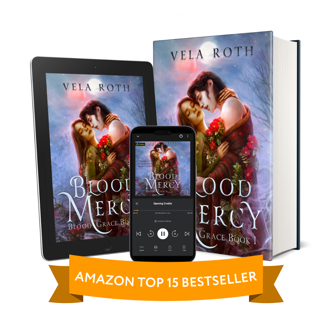 Blood Mercy Ebook, Audiobook, and Print book with Amazon Top 15 Bestseller Ribbon